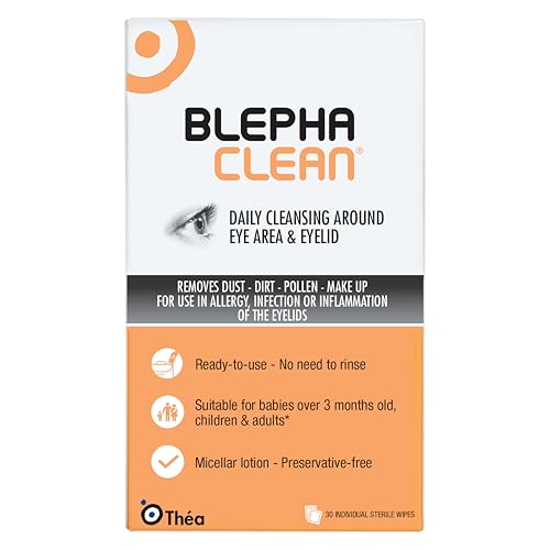 Thea Pharma BlephaClean Lid Wipes - Gentle, Sterile Ready-to-Use for Daily Lid Care, Ideal for those diagnosed with Dry Eye, including MGD & Blepharitis and Infants, Individually Wrapped - 30 Wipes