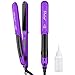 Steam Hair Straightener Dularf Professional Ceramic Tourmaline Ionic Ceramic Tourmaline Ionic Flat Iron Straightens & Curls with Adjustable Temp Travel Size (Purple)