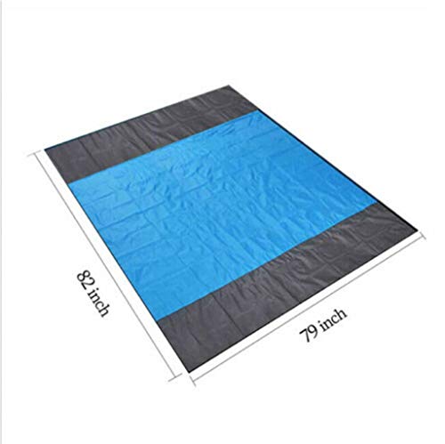 FANORAD Beach Blanket, Outdoor Portable Picnic Blanket Rug Sandless Mattress Pad Waterproof Foldable Pocket Beach Mat (210X200cm, Blue) - Thumbnail 5
