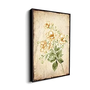 Canvas Wall Art for Living Room, Bedroom Vintage Flower Framed Canvas Prints for Home Decoration Ready to Hang - 16"x24" inches