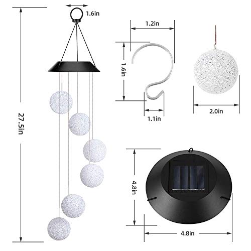 image for Intsun Solar Wind Chimes Outdoor 6 Crystal Ball Solar Powered Wind Chi