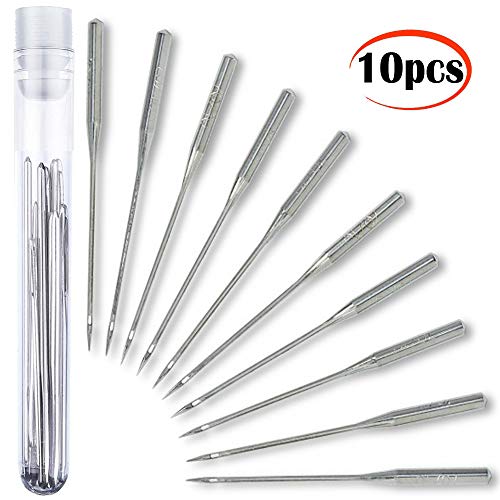 10pcs Sewing Machine Needles Size 90/14 in Storage Tube with Needle Threader