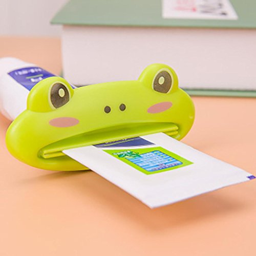 HOT Toothpaste Tube Squeezers,Bathroom Home Tube Rolling Holder Easy Cartoon Toothpaste Dispenser (Green)