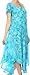 Sakkas 16800 - Sayli Long Tie Dye Cap Sleeve Embroidered Wide Neck Caftan Dress/Cover Up - Turquoise - OS