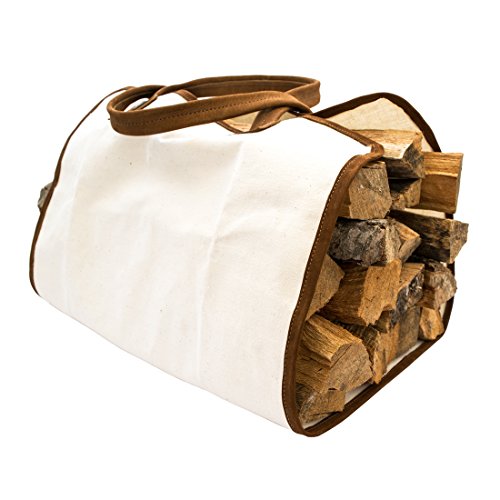 Hide & Drink, Durable Canvas Firewood Bag With Leather Liner Handmade (Swayze Suede)