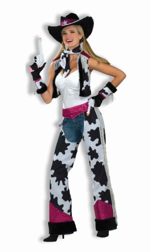 1800’s Western Costumes - Forum Novelties Women's Glamour Cowgirl Costume, Black/White/Pink,