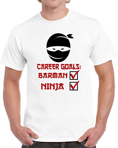 Career Goals Barman Ninja Unisex T Shirt XL White