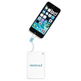 Ultra-Slim 1800 mah USB Power Bank with Compatible Cable-Free External Battery Power Pack with 2-inch Flexible microUSB Connector and iPhone5 Lightning Adapter for Samsung Galaxy S6 Edge +