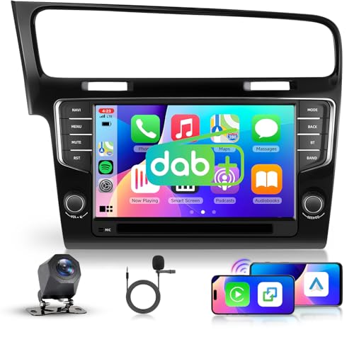 【Dab】 2G+64G Android Car Radio for VW Golf 7 2013-2017, 9 Inch Touch Screen Car Radio Wireless Carplay Android Auto Navi GPS WiFi Mirror Link Bluetooth FM/RDS/DVR/EQ/SWC Backup Camera