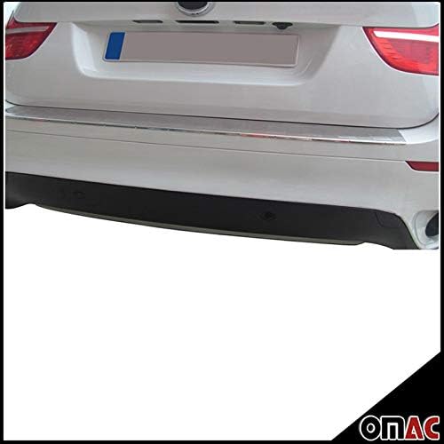 OMACRear Bumper Guard for BMW X6 E71 2008-2014, Trunk Sill Protector, Brushed Chrome, Stainless Steel