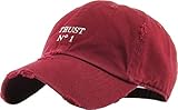 KBSV-055 BUR Trust No1 Vintage Distressed Dad Hat Baseball Cap Polo Style