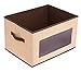 Internet's Best Storage Box with Window - Durable Storage Bin Basket Containers with Lids and Handles - Clothes Nursery Toys Organizer - Brown (Beige)