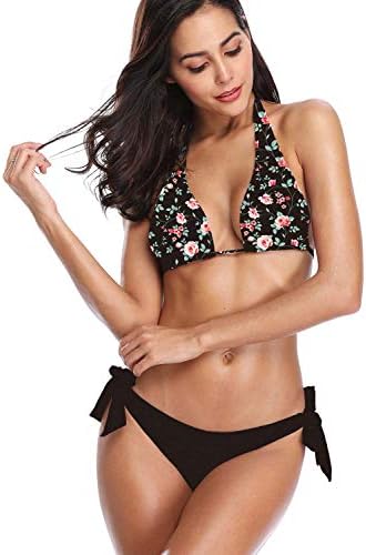 Taylover Women Halter Triangle Bikini Swimsuit Tie Side Two Piece Bathing Suits