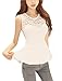 Allegra K Ladies Sleeveless Floral Lace Peplum Tops White S