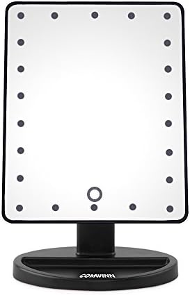 Comwinn 2nd Generation Makeup Mirror with Lights, 22 Bright LEDs, 10" Large Screen, Touch Dimmable with Memory Function, Lighted Illuminated Vanity Cosmetic Mirrors (22 LEDs, Black)