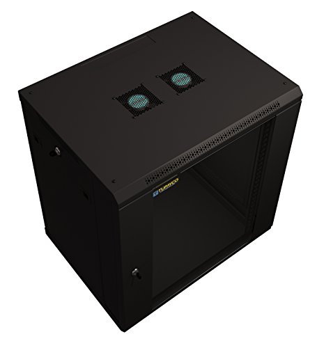 Server Rack Cabinet - 12U 19" - Tupavco TP1512 - Floor/Wall Mount Network IT Computer Electronics Media Equipment Storage Rackmount Enclosure with Glass Door and Sides Lock, Vent Fans; 17.7 inch deep