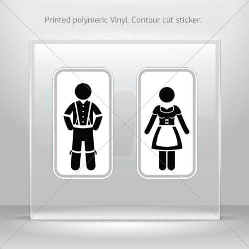 Sticker Decal Wc Restrooms Sign Germany Man Woman Toilet Bathroom Lavatory Bi (7 X 3.80 In)