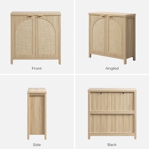 SICOTAS 34'' W Rattan Sideboard Buffet Cabinet with Storage, Boho Buffet Cuisine Arched Coffee Bar Accent Cabinet, Large Credenza Mid-Century Modern Buffet Table TV Stand for Living Room, Entryway