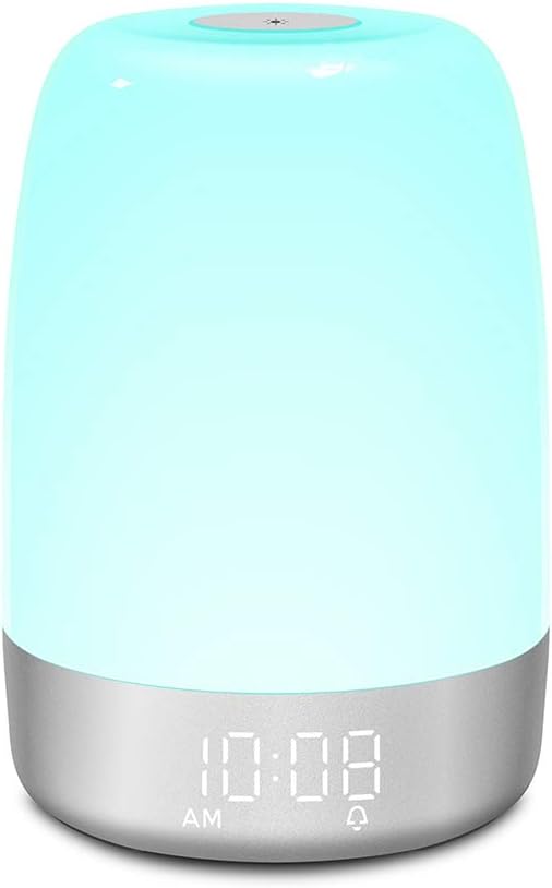 SOOTOP Alarm Clock Wake up Light, Sunrise Simulation 5 Nature Sounds & 7 Wake-up Modes 7 Different Colors and 3 Levels Warm Light Touch Control
