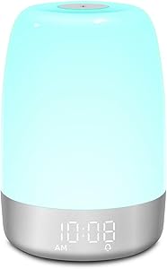 SOOTOP Alarm Clock Wake up Light, Sunrise Simulation 5 Nature Sounds & 7 Wake-up Modes 7 Different Colors and 3 Levels Warm Light Touch Control