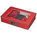 Household Essentials 545RED 545 Holiday Vision Storage Box with Lid and Handles | Tabletop Linen Storage Set | Red Canvas with Green Trim