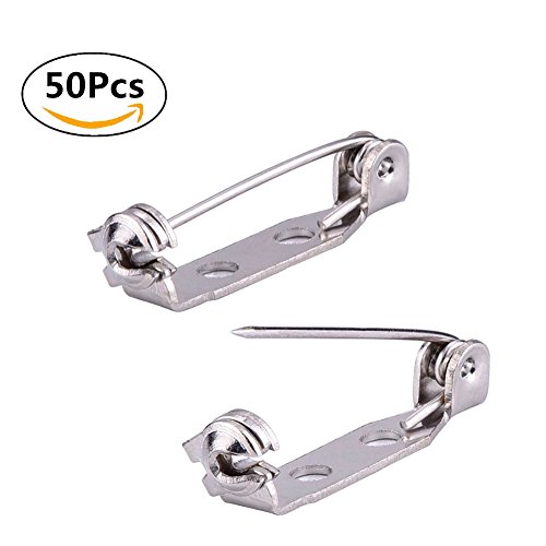 50Pcs Silver Tone Pin Back Clasp Bar Pins Brooches for Craft 20mm (2 holes)