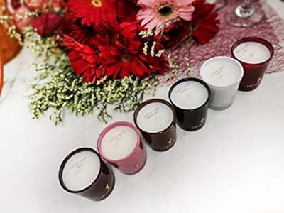 La roskey Pure Soy Wax Travel Tin Scented Candle Set, Lead-Free Wick, Aromatherapy Candles Rose, Lemon, Lavender and Mediterranean Fig Box