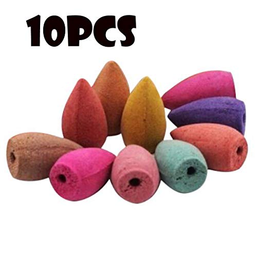 Fan-Ling Backflow Incense Cone,Bullet Incense,Cone Incense,Artificial Scent,Home Aromatherapy,Made from Natural Fragrant Wood Powder & Plant Oils,Multi-Flavor Mixed Flavor (A:10 PCS Incense Cones)