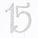 Ella Celebration 15 Cake Topper 15th Birthday Anniversary Quinceañera Party Supplies Rhinestone Number Decoration (Silver)