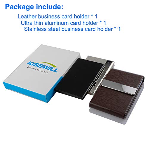KISSWILL Business Card Holder, 3 Pack Business Card Holder Case, Wallet Case for Men or Women - Thumbnail 5