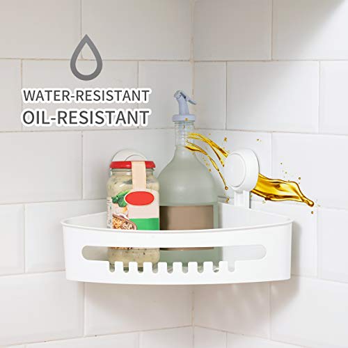 LEVERLOC Corner Shower Caddy Shower Shelf Suction Cup Wall Mounted