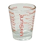 MixSure+ Mix-N-Measure Mini Measure 1 Ounce Multi-Purpose Liquid and Dry Measuring Shot Glass, Heavy Glass, 26-Incremental Measurements for Milliliters, Teaspoons, Tablespoons and Ounces