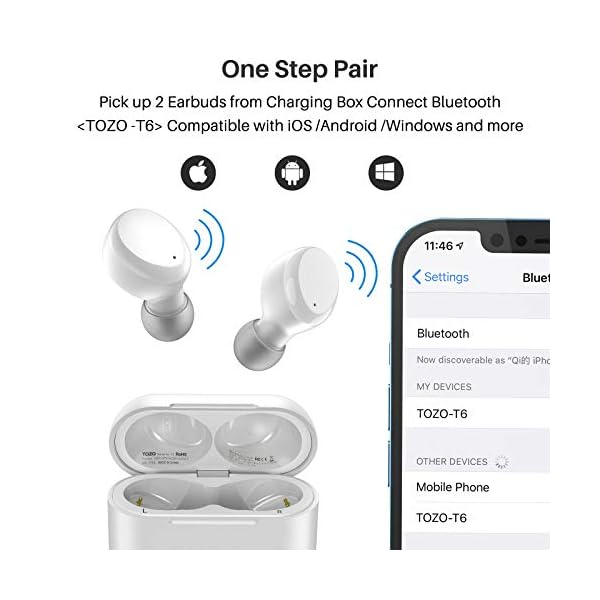 TOZO-T6-True-Wireless-Earbuds-Bluetooth-Headphones-Touch-Control-with-Wireless-Charging-Case-IPX8-Waterproof-TWS-Stereo-Earphones-in-Ear-Built-in-Mic-Headset-Premium-Deep-Bass-for-Sport-White TOZO T6 True Wireless Headphones Bluetooth Earbuds Touch Control with Wireless Charging Case IPX8 Waterproof Stereo…