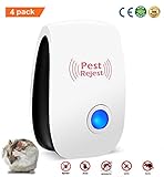 [2018 UPGRADED]Ultrasonic Pest Control Repeller Electronic & Ultrasound Indoor Plug In Repellents with Night Light Reject For Mosquito Flies Insects Bed Bugs Spiders Roaches Ants Rodents (4 pack)