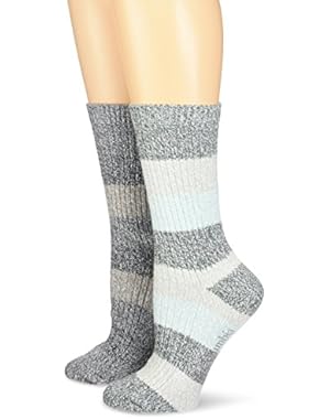 Women's Micropoly Striped 2 Pack Crew