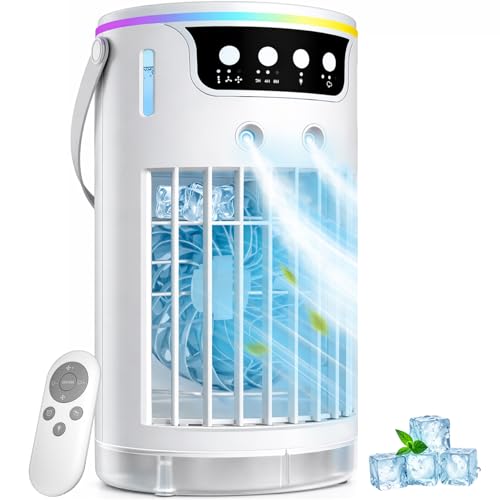 Portable Air Conditioners, Mini Evaporative Air Cooler 1200ML with Ice Cooling Mist, Fans That Blow Cold Air Like AC, Personal Swamp Cooler Quiet for Bedroom, Home Office Desk and Dorm