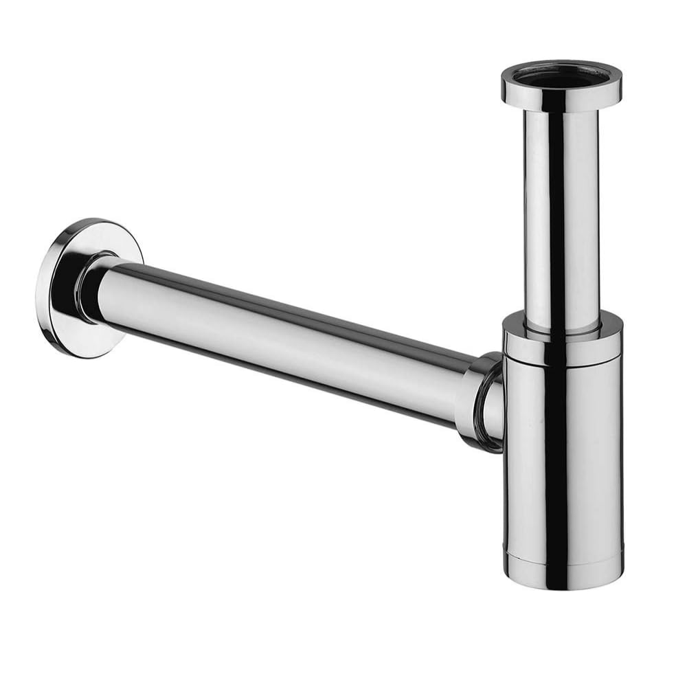 Schläfer 3939602 | Universal Siphon for Exposed Washbasin Siphon Bathroom Sink Countertop or wall-Hung Drain 1" 1/4 Minimalist, Telescopic, Adjustable in Brass. Chromium Plated