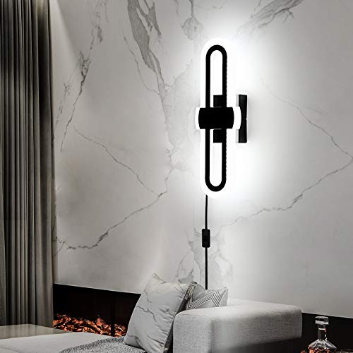 Leelike Wall Light Plug in, 15W/900LM 6000K Cool White Wall Sconces