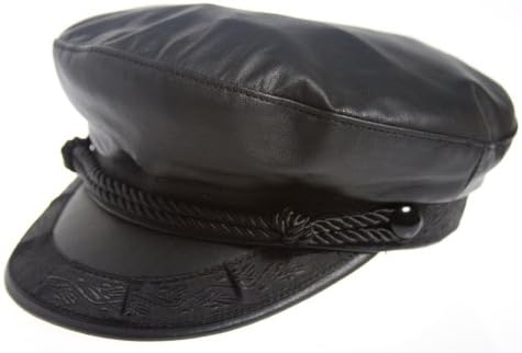 GreekInternetMarket Authentic Greek Fisherman's Cap - Leather - Black - Small