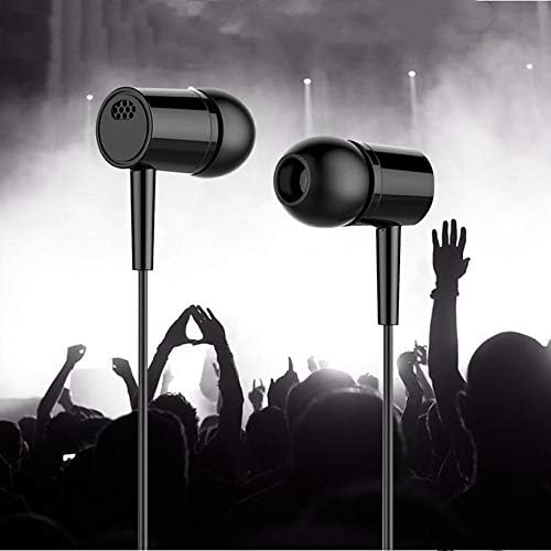 2 Color Optional 3.5MM in-Ear Wired Earphone with Mic Earbuds Headset for Cell Phone Computer Headphone (Black)