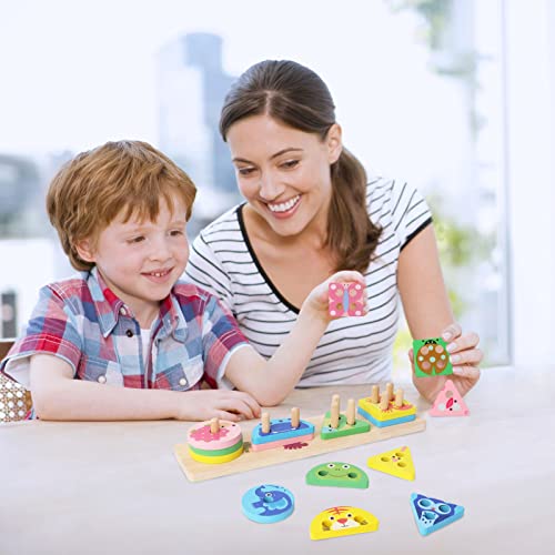 montessori toys for 1 2 3 year old boy Girl, Wooden Block Sorting