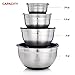 Sterline Stainless Steel Mixing Bowl Set of 4 w/Lids, Non-Slip Mixing Bowls .75, 1.5, 3, & 5-Quarts w/Measurement Displayed Inside, Small-Large Nesting Bowls, Cooking and Kitchen Essentials, Silver