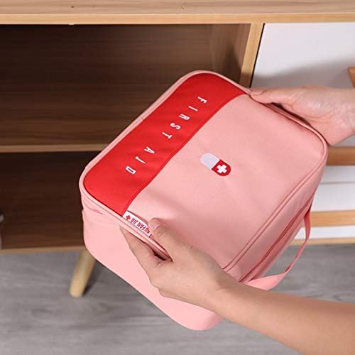 Zippered First Aid Bag Medication Organizer Emergency Empty Pouch Carrier with 5 Pockets Oxford Cloth Travel Medicine Pill Case with Handle Medical Embroidered Bags 9.84 x 7.87 x 5.31 inches (Pink) 5 Zippered First Aid Bag Medication Organizer Emergency Empty Pouch Carrier with 5 Pockets Oxford Cloth Travel Medicine Pill Case with Handle Medical Embroidered Bags 9.84 x 7.87 x 5.31 inches (Pink)