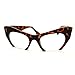 AStyles - Semi Rimless Cut Off Bottom Razor Clear Lens Cat Eye Glasses (Brown, Clear)