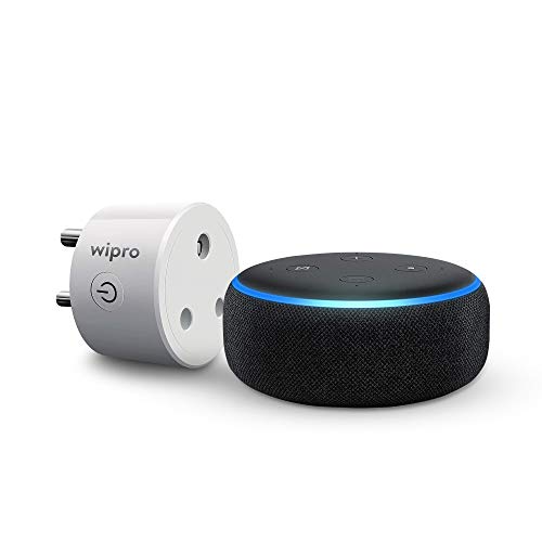 Tellmeprice & Features Echo Dot (Black) bundle with Wipro 16A smart