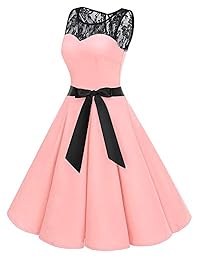 Bbonlinedress - Vestido de fiesta, de cóctel, con encaje, estilo vintage de los años 50