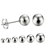 LIEBLICH 316L Surgical Stainless Steel Round Bead Ball Stud Earrings Set 6 Pairs 3mm-8mm (Silver)