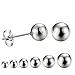 LIEBLICH 316L Surgical Stainless Steel Round Bead Ball Stud Earrings Set 6 Pairs 3mm-8mm (Silver)