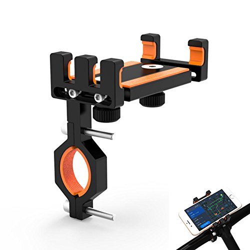 Leagway Motorcycle Bicycle Phone Mount, Adjustable Aluminum Alloy Bike Handlebar Motorbike Cell Phone Holder Cradle Compatible with 4-6.5 inch Android Samsung Galaxy S6 S7 S8 S9 Nexus HTC LG (Orange)