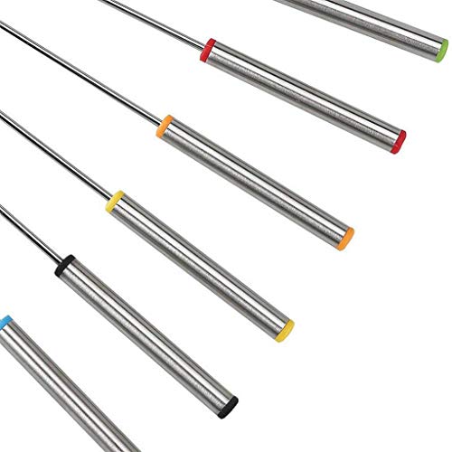 Xigeapg Stainless Steel Fondue Fork Fruit Chocolate Fountain Cheese Forks with Heat Resistant Handle Set of 12 (Random Color)